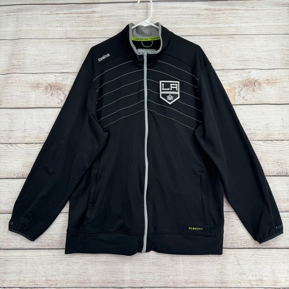 Reebok Center Ice LA Kings PlayDry Full Zip‎ Jacket Mens 2XL Black